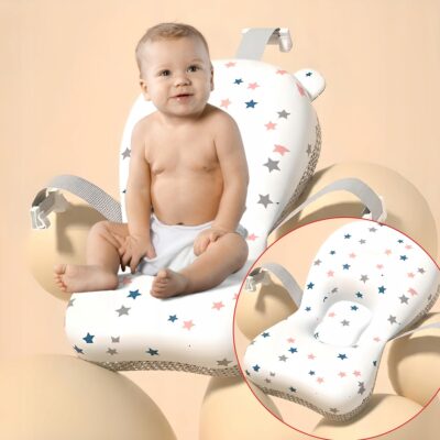 Cadita Bebe GALAXIA®, cu suport si termometru, pliabila, include o perna de siguranta detasabila, protectie anti-alunecare, sarcina maxima 46 kg, gri - Image 7