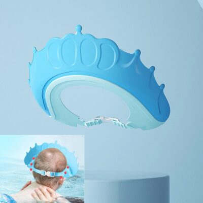 Casca De Protectie SIKS Pentru Cap, Ochi Si Urechi Pentru Baie Bebelusi, Coroana Reginei / Regelui, Fara Sampon In Ochi, Reglabila, Silicon/Plastic, Albastru - Image 3
