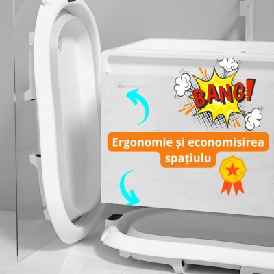 Cadita Bebe GALAXIA®, cu suport si termometru, pliabila, include o perna de siguranta detasabila, protectie anti-alunecare, sarcina maxima 46 kg, gri - Image 6